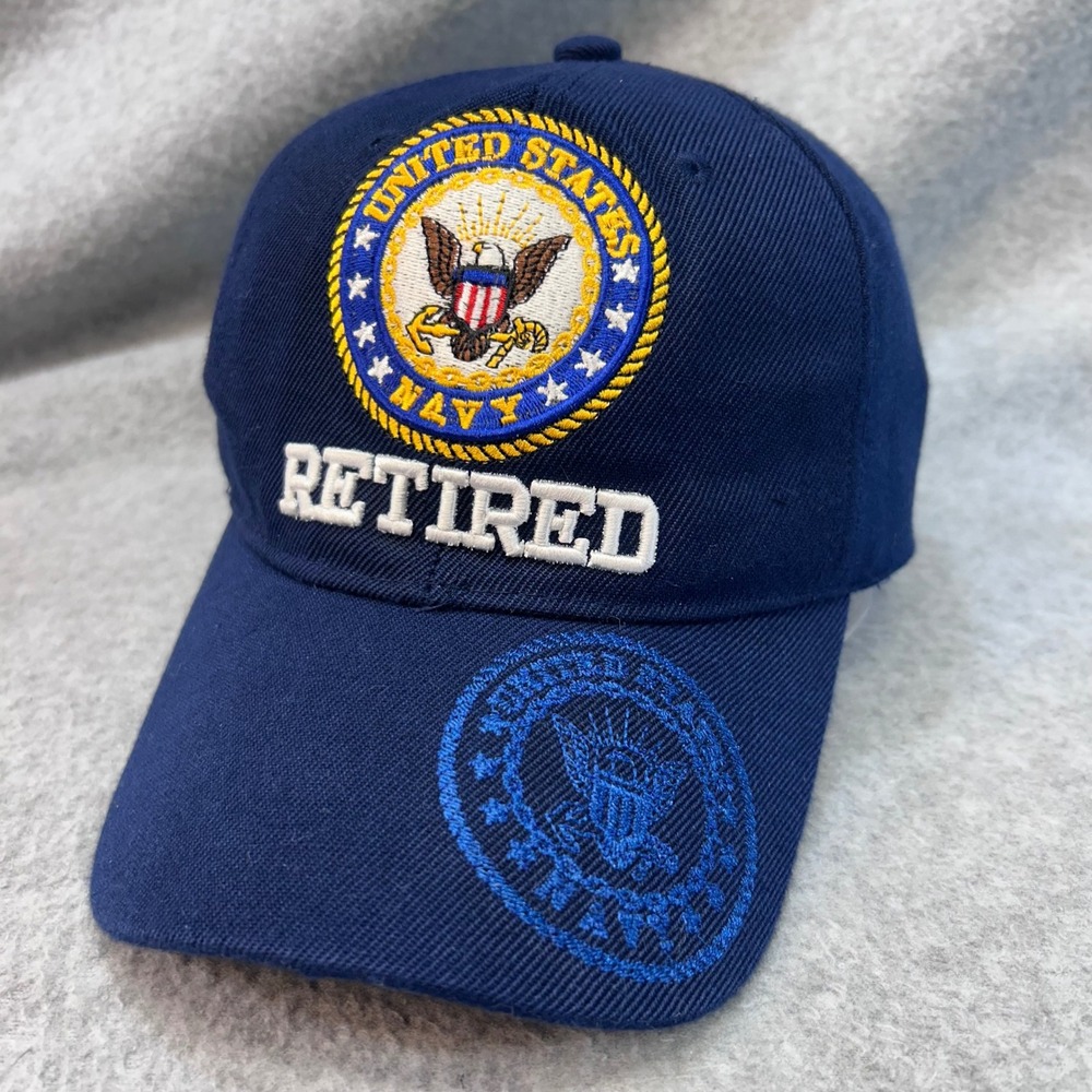 US Navy Retired Mens Blue US Warriors Baseball Cap Military Veteran OSFM
